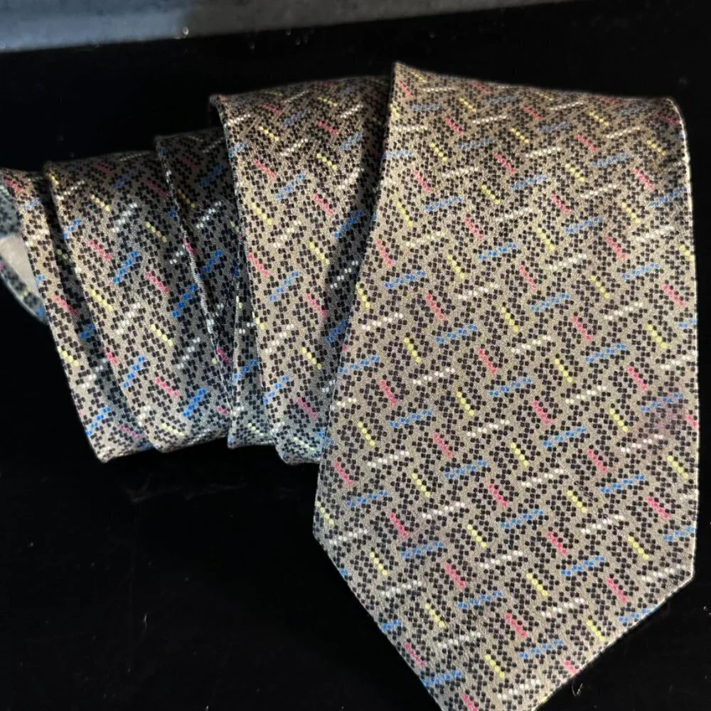 Missoni Chevron Mens Tie Silk Neckwear Brown Zig Zag Red Blue Polka Dots
